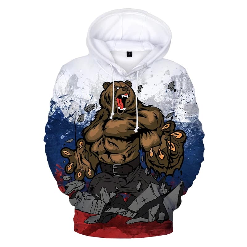 2023 Russia orso bandiera russa stampata 3D felpe con cappuccio uomini moda Casual Pullover Harajuku Streetwear felpe oversize