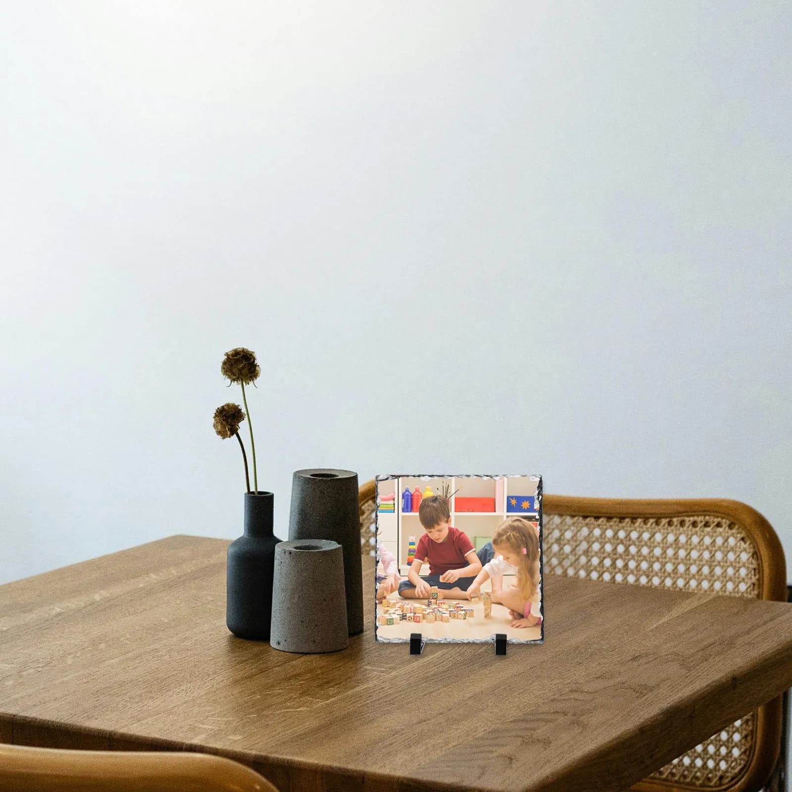 1Set Sublimation Slate Picture Frame Blank Rock Slate Plate DIY Photo Plaque Heat Transfer Decor for Living Room Desk Display