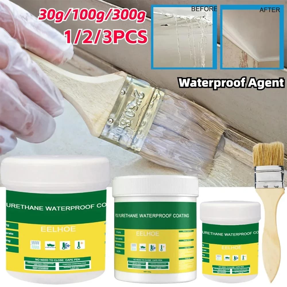 1/2/3 pezzi rivestimento impermeabile sigillante agente trasparente pasta invisibile colla con pennello ripristino adesivo tetto bagno 30/100/300g