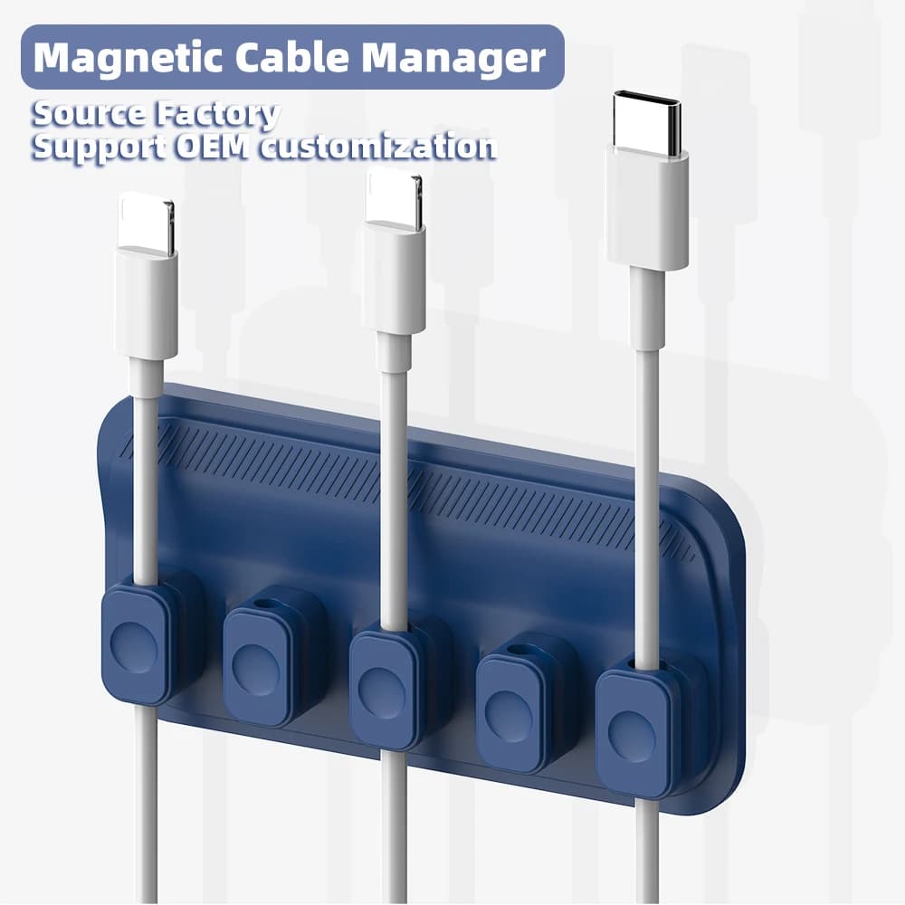 Gestione dei cavi, supporto magnetico per cavi, supporto per cavi multiuso da tavolo, 5 clip per cavi Lightning, cavi USB C/Micro