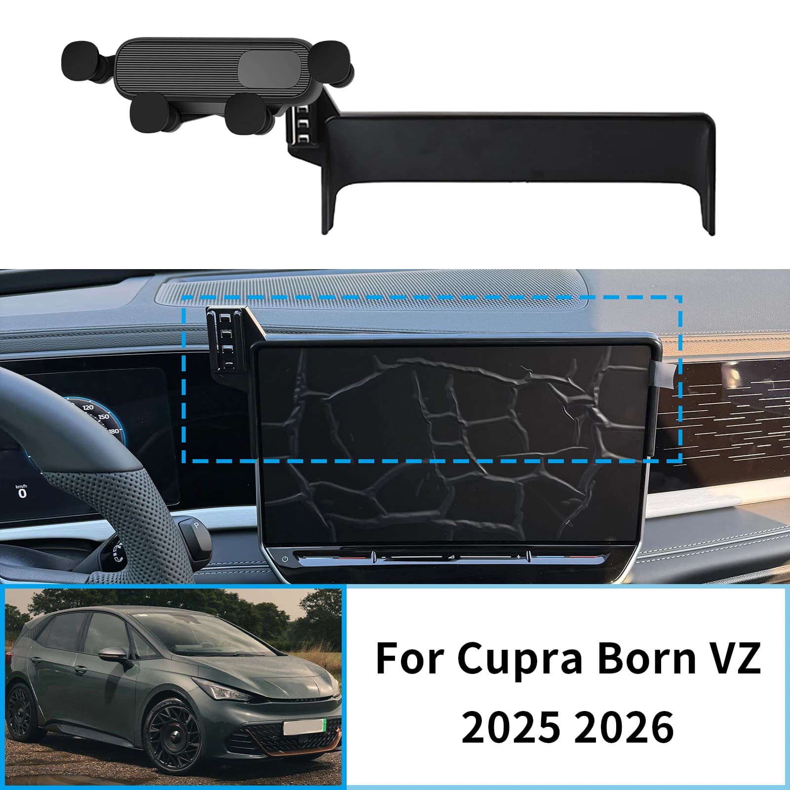 Supporto per telefono cellulare per auto adatto per Cupra Born VZ 2025 2026 Staffa GPS da 12,9 pollici Supporto di navigazione Accessori auto