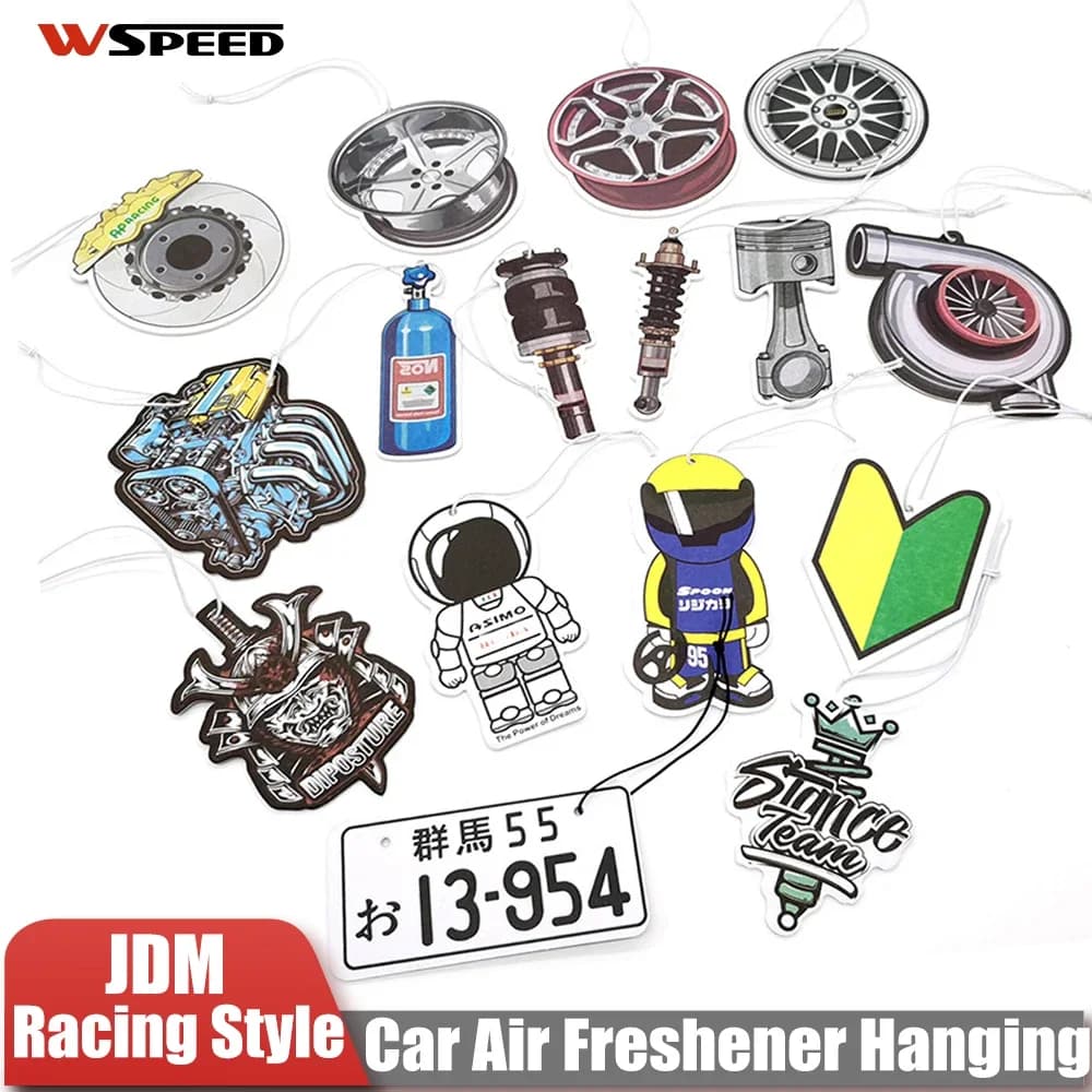 Deodorant for Auto Style JDM Racing, Cotton Perfume for Mirror Retrovisor with Turbine Shape Accessories, Disc Brake and Shock Absorber