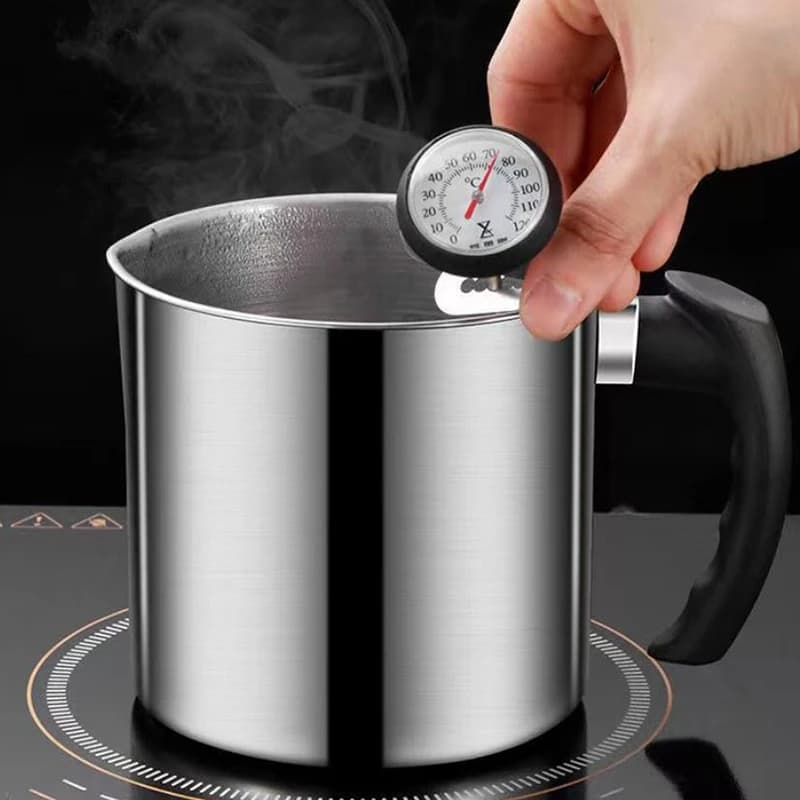 Contenitore per olio in acciaio inossidabile resistente con filtro integrato - Design facile da invertire, a prova di perdite e pratico per cucina e ristorante