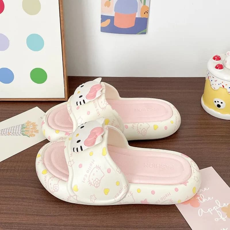 Simpatiche Ciabatte Estive da Donna KT Cat alla Moda e Versatili per Casa e Dormitorio con Dolci Stampe Floreali in Materiale EVA di Nicchia