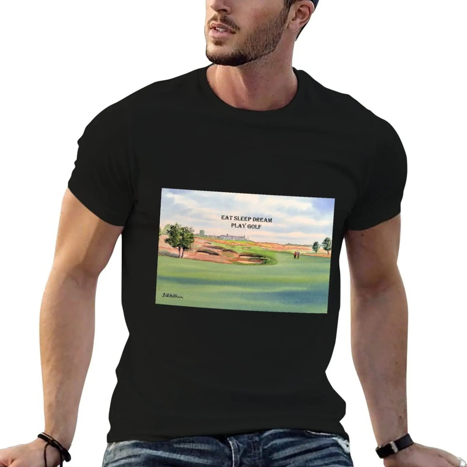 Shinnecock Hills Golf Course con maglietta Eat Sleep Dream Play Golf, maglietta da uomo in cotone pesante