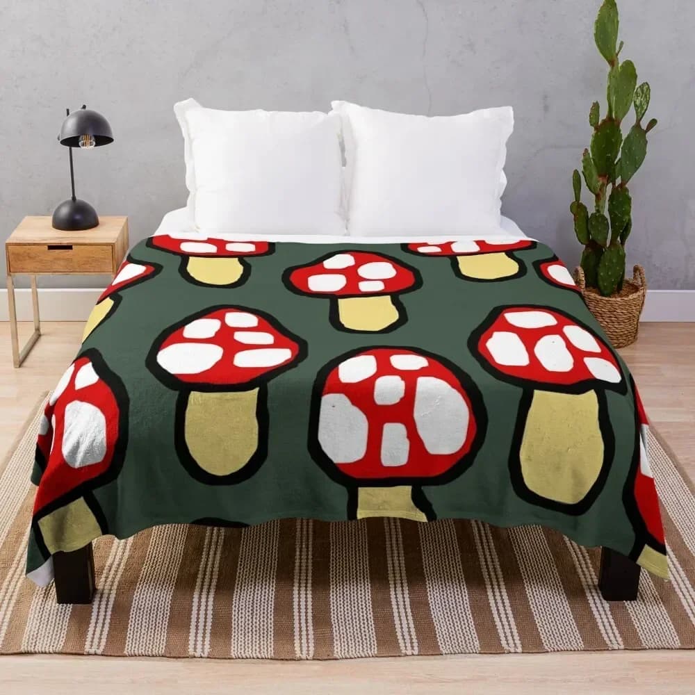 Simpatico motivo astratto di funghi della foresta Coperta da tiro plaid da letto Designer di lusso Sacco a pelo Biancheria da letto Coperte