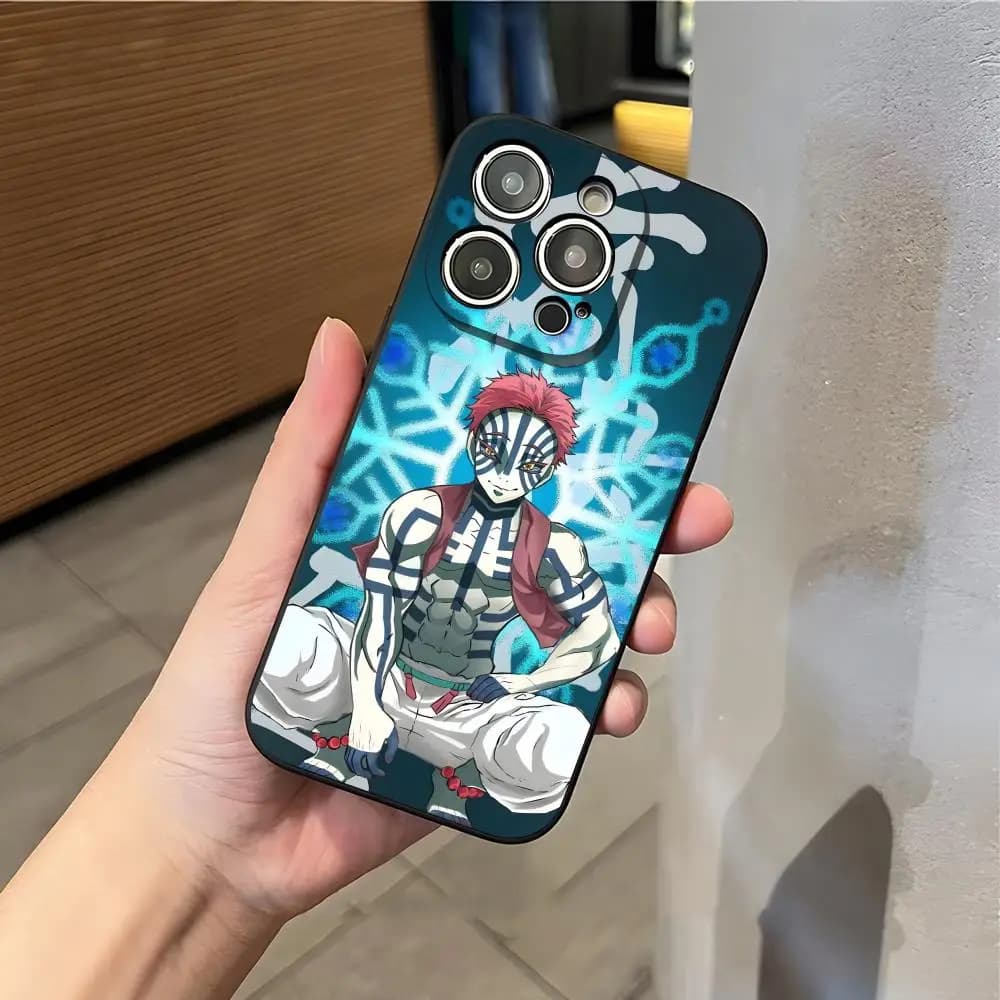 Akaza Demon Slayer Anime Phone Case For IPhone 16 Pro Max 15 14 13 Mini 12 Pro 11 XS Max 7 8 Plus Black Soft Shell