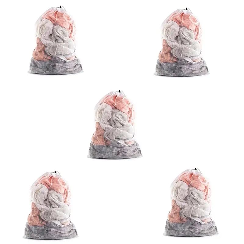 ABYP 5Pcs Fine Mesh Coarse Mesh Laundry Bag With Shoulder Strap Suitable For University Dormitory&Home 60Cmx90cm