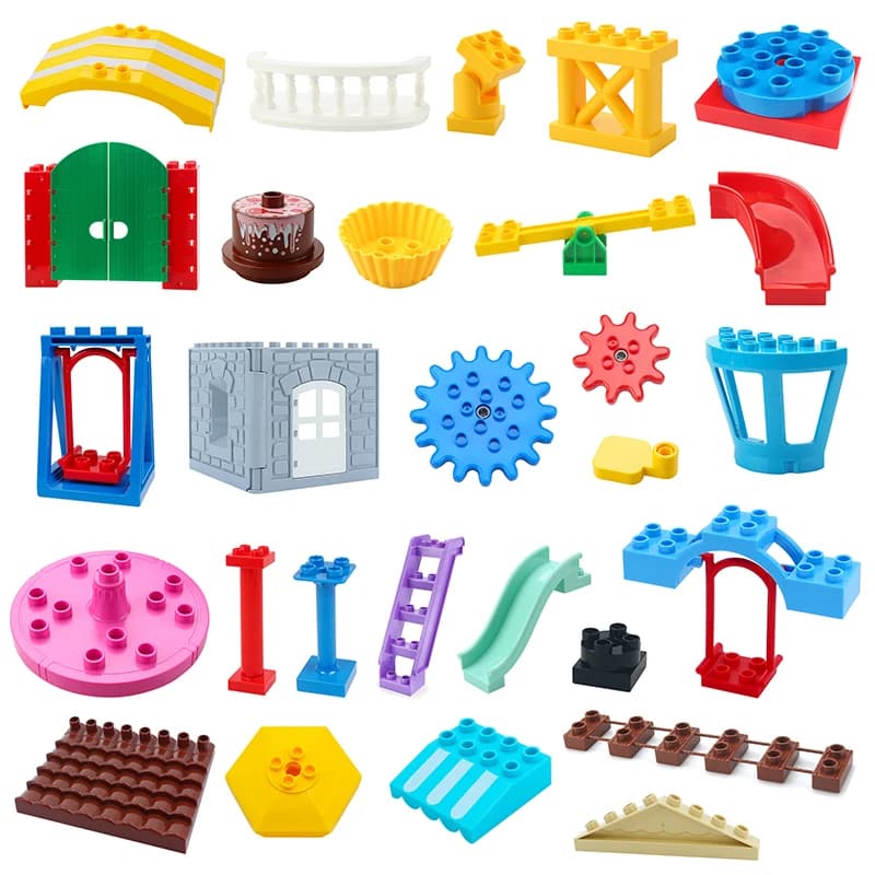 Grandi blocchi di costruzione di grandi dimensioni Puzzle Castello Parete sul tetto Accessori in plastica Giocattoli Balcone sfuso compatibile con i mattoni DuploGG Regalo per bambini