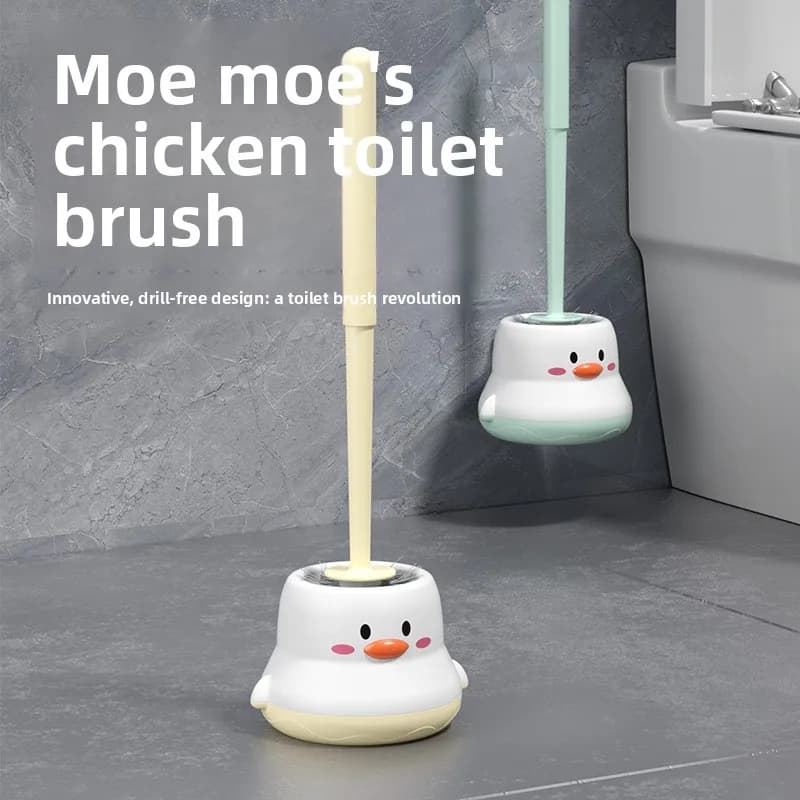 Scopino per WC in plastica con manico lungo, senza angoli morti, scopino per WC multifunzionale a parete per uso domestico con base