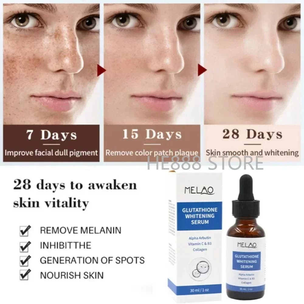 Essenza Viso al Glutatione 30ml con Vitamina C per Schiarire le Imperfezioni, Collagene per Ridurre le Macchie Scure, Essenza per la Cura e lo Sbiancamento della Pelle