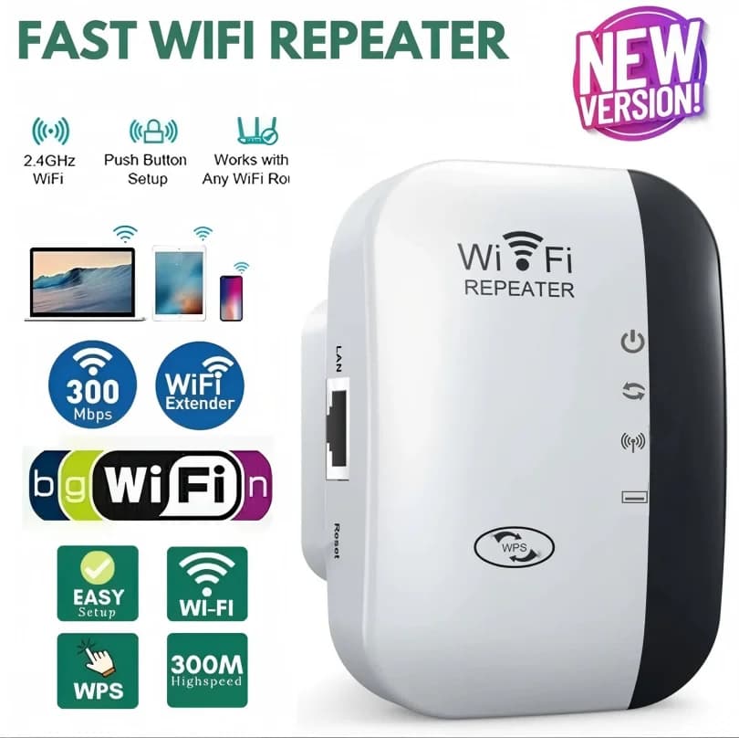 Ripetitore Wi-Fi, Amplificatore di Segnale Wireless, Estensore di Rete, Router Domestico EU/US 300m
