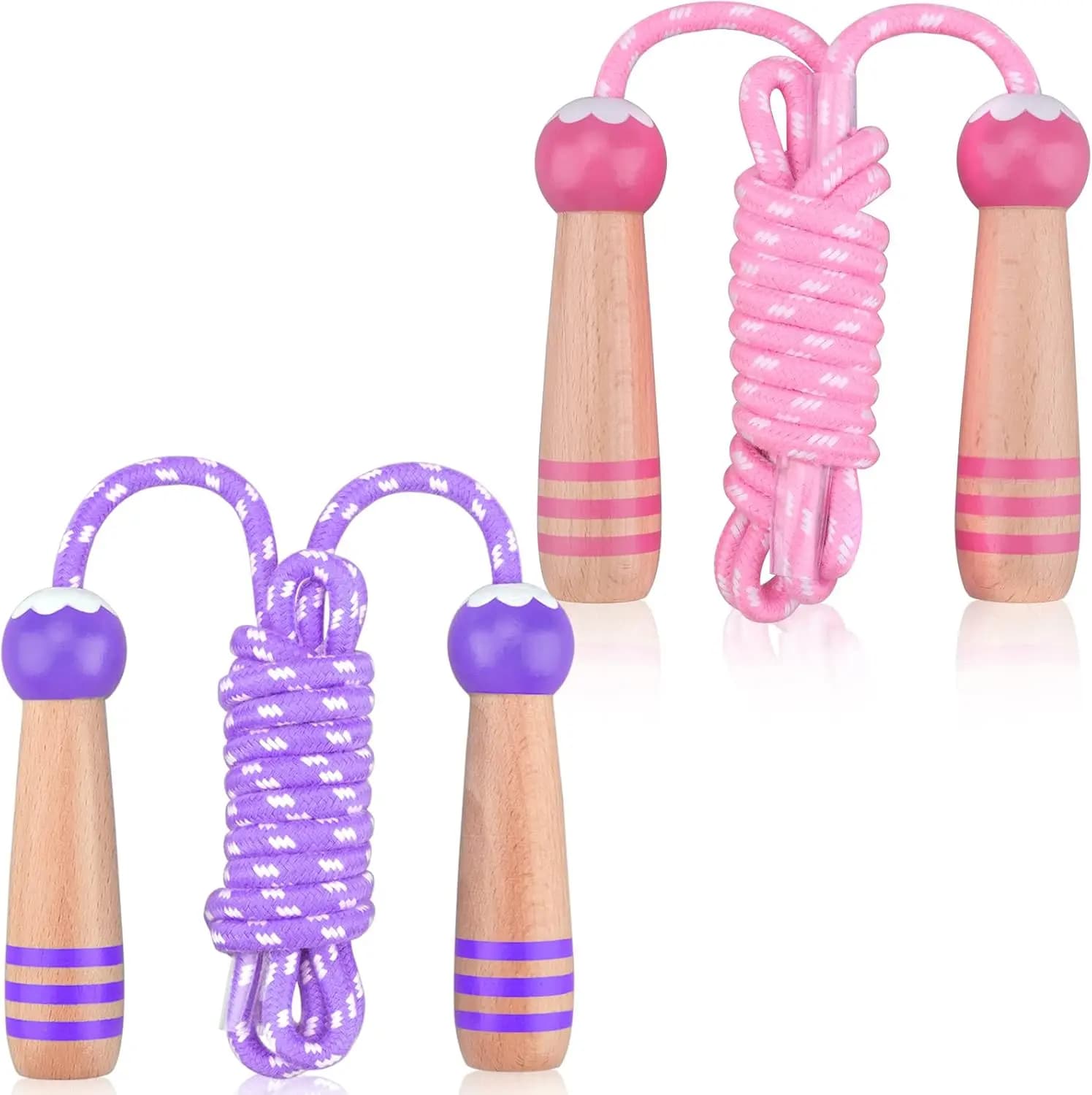 Corda per Saltare Regolabile per Bambini, Corda per Saltare in Cotone con Manico in Legno per Esercizio e Divertimento all'Aperto