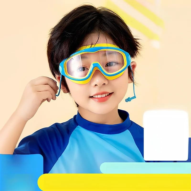 Kids Swimwear Waterproof High Definition Montatura Grande Occhialini da Nuoto per Adulti Cappuccio Professionale