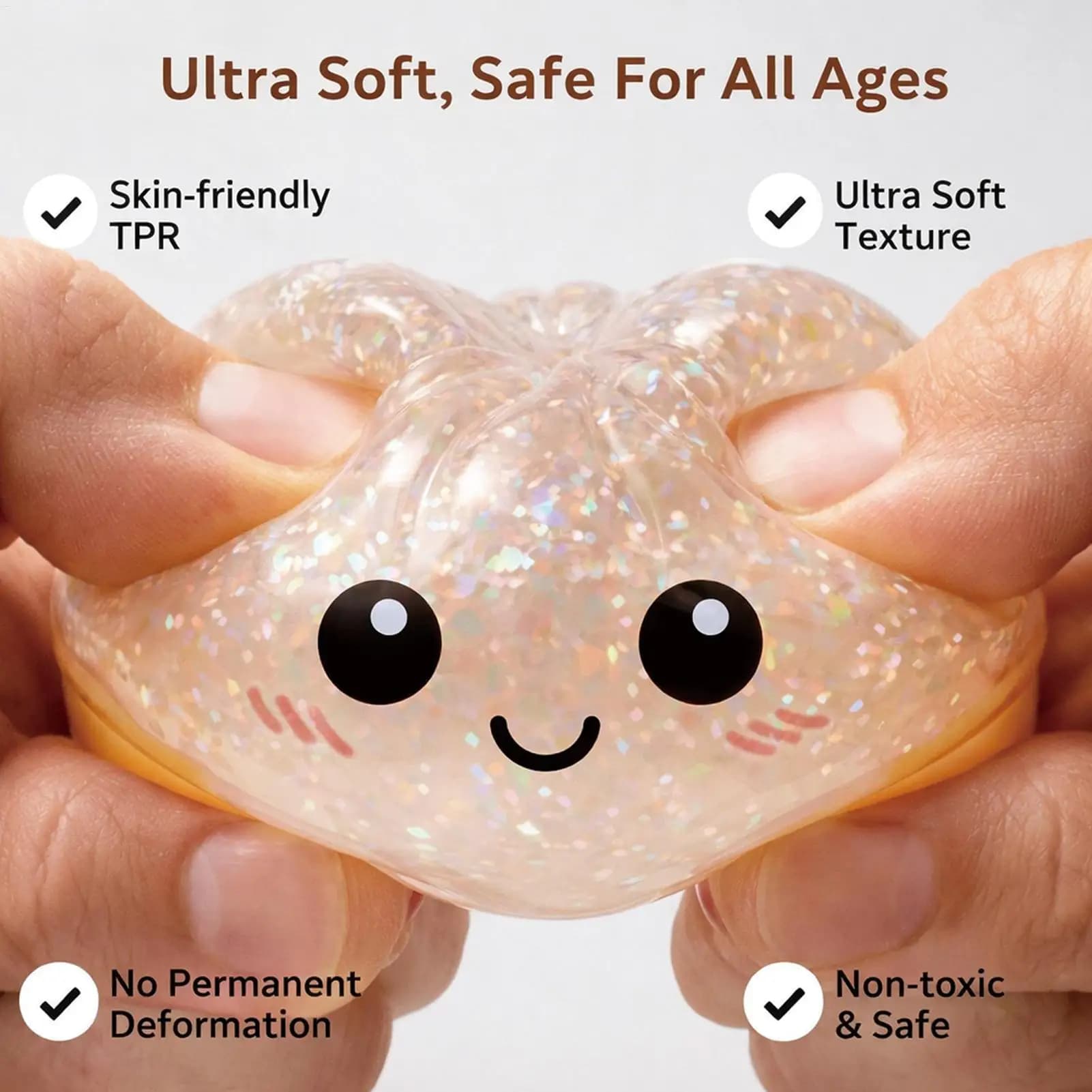 Giocattolo Antistress a Forma di Raviolo Scintillante, Palla Gigante Morbida da Spremere, Squishy, Palline Antistress, Giocattolo Sensoriale Fidget