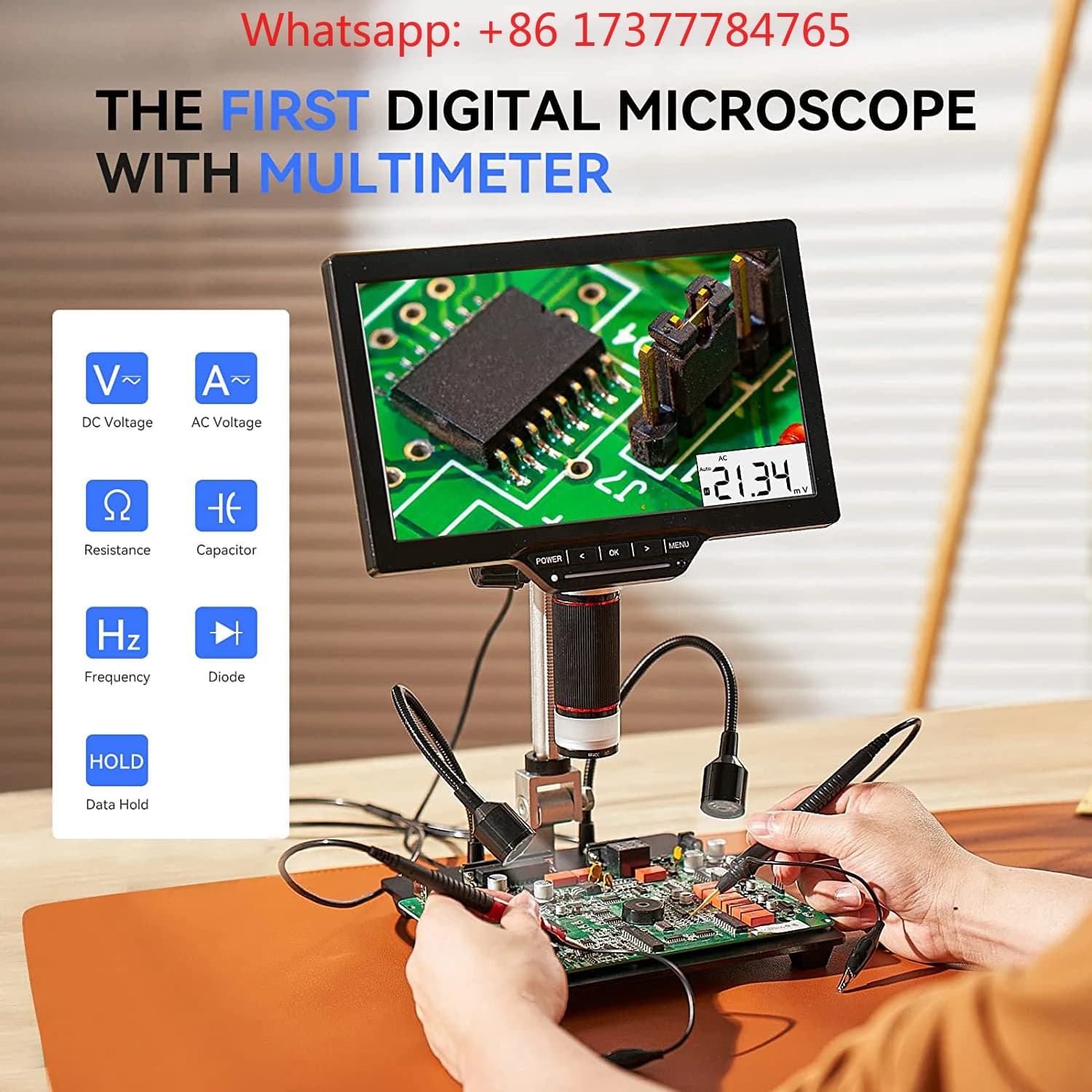 Microscopio per Saldatura LCD da 7.0 Pollici Aggiornato, Microscopio Digitale con Multimetro per Riparazioni Elettroniche VMS700M