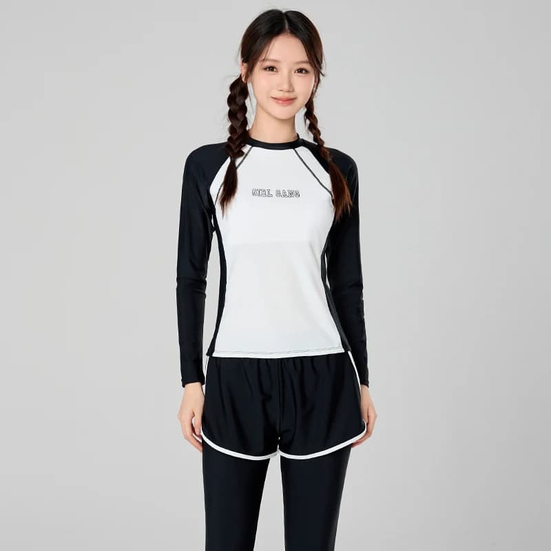 Girls Rash Guard Swimwear Long Sleeve Swimsuit 3 Piece Girl Children's Beach Bathing Suit with Pants Boyshorts Modest Surfing