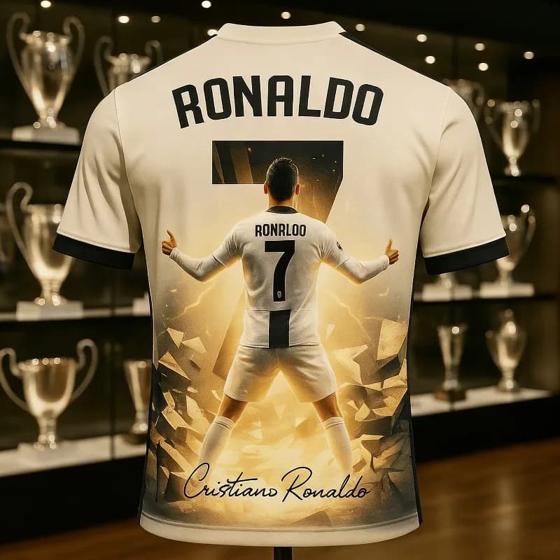 New Ronaldo # 7 3D Printed Football T-shirts for Boys, Girls, Men, Women, Soccer Top, Short Sleeve, Breathable Casual Sports Clothing