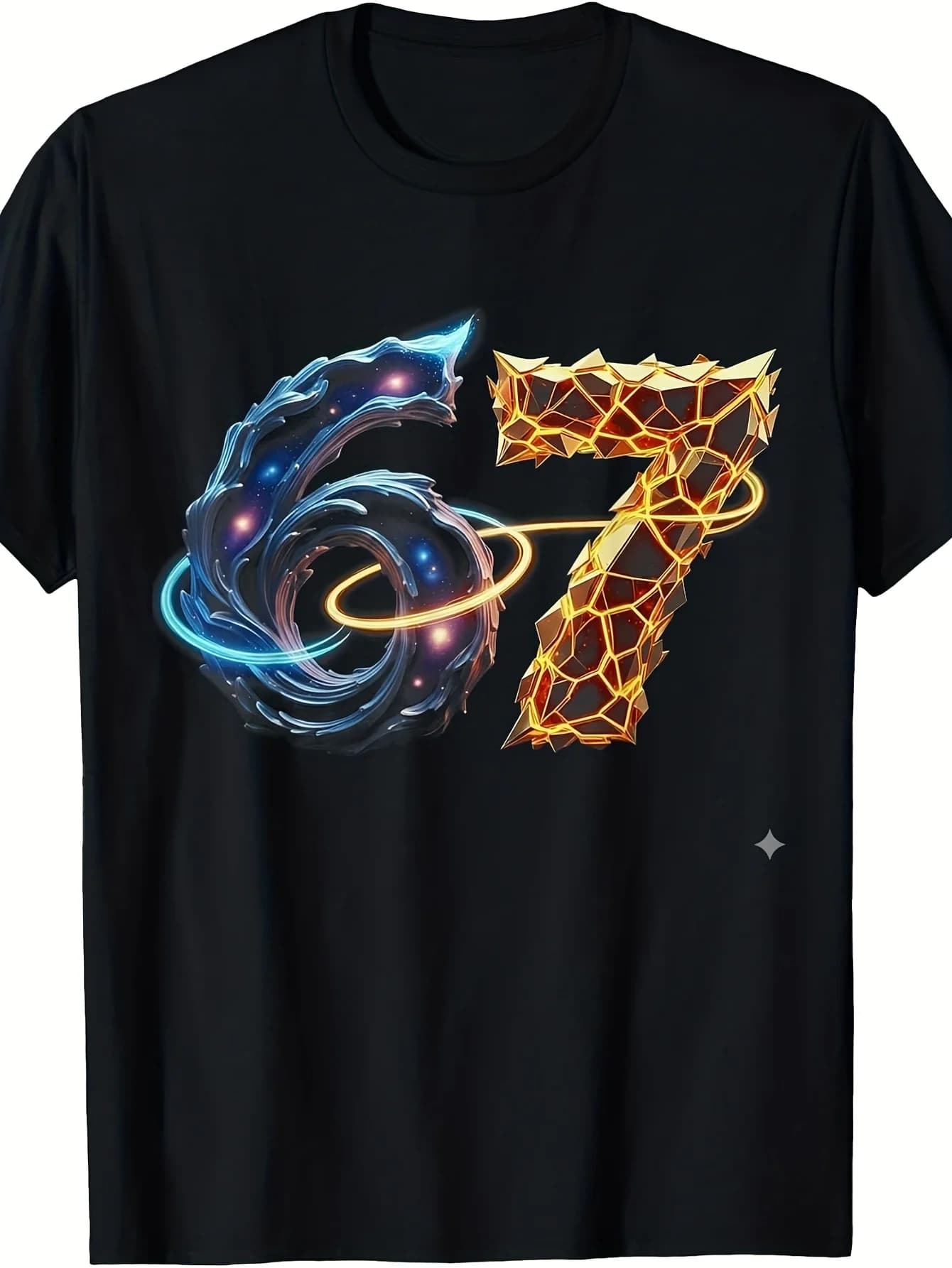 Men's T-shirt with traditional pattern 67 Six Seven 6 & 7 - Presents a printed design with numbers
