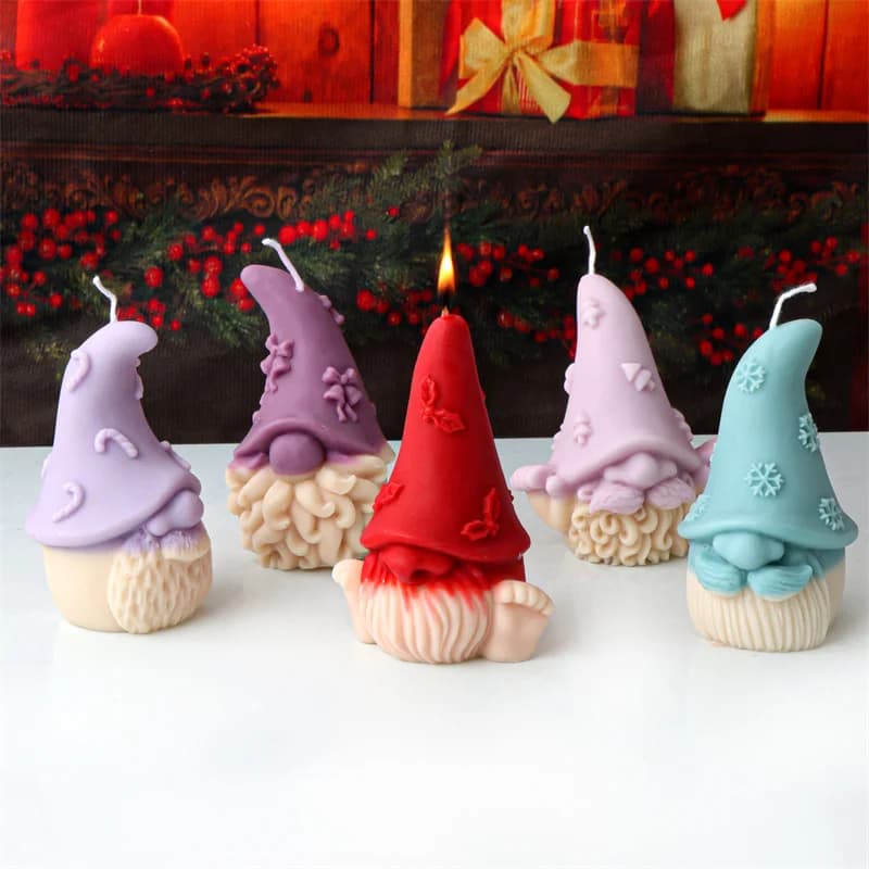 Cappello con stampo per candele in silicone di Babbo Natale che indossa forme nane senza volto barbate Stampi riutilizzabili Candele in resina epossidica di gesso Decorazioni per la casa