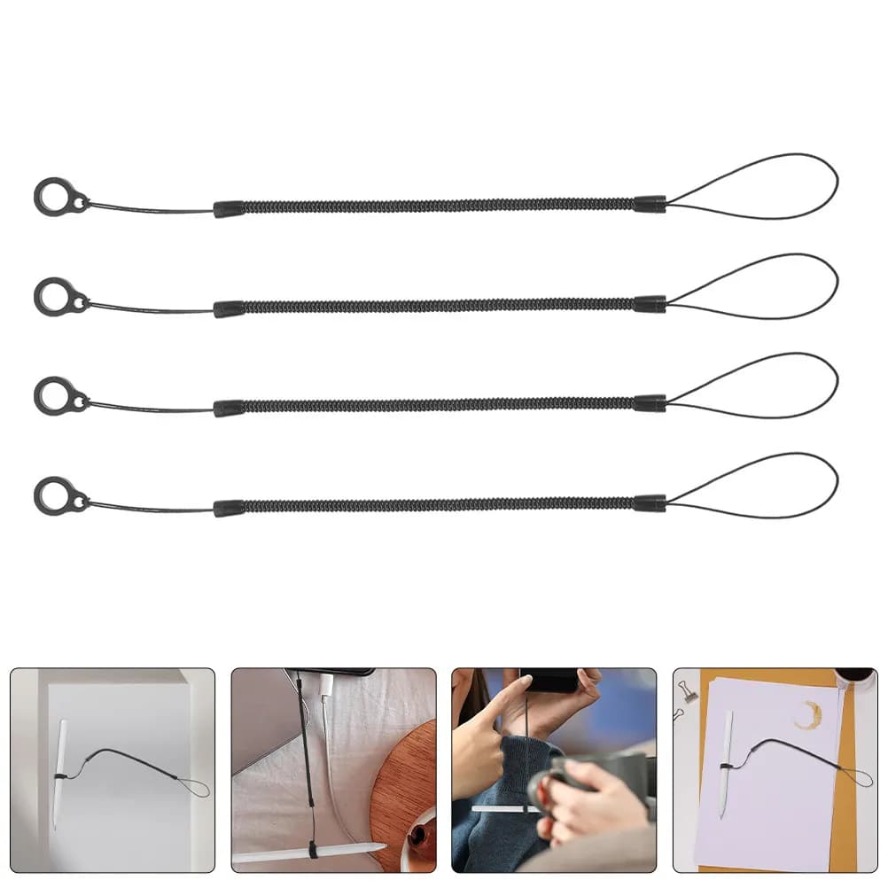 Set di 8 Penne Stilo con Cordino Retrattile a Molla, Cinturino Antiperditamento per Tablet, Chiavi, Auricolari, Cinturino di Sicurezza Portatile