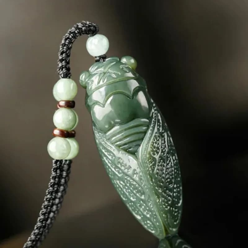 Naturale Hetian Cicala di Giada Borda il Pendente Della Collana di Fascino Dei Monili Accessori di Moda A Mano-Intagliato Amuleto Regali per le Donne Degli Uomini