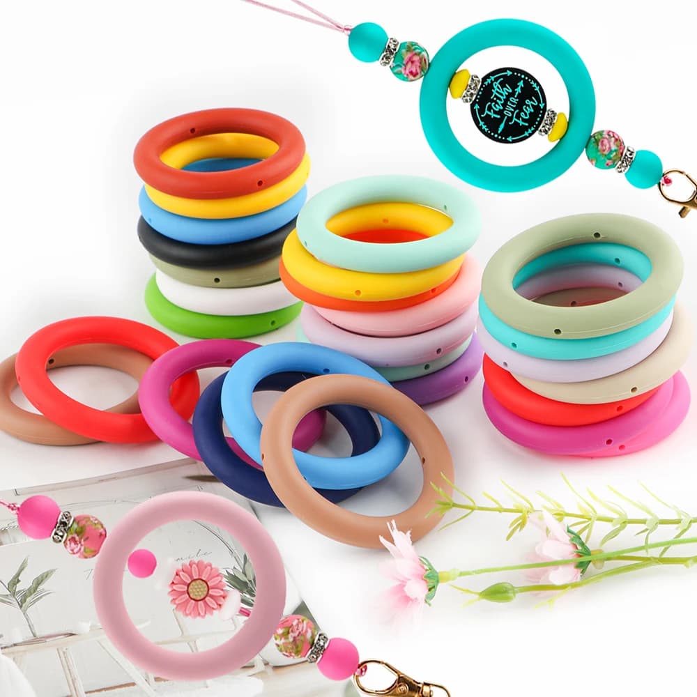 Kovict 4 Pz/lotto Anello Rotondo In Silicone 65mm Anelli Ciondolo In Silicone Collana FAI DA TE Gioielli Ciondolo Per Auto Accessori Fatti A Mano