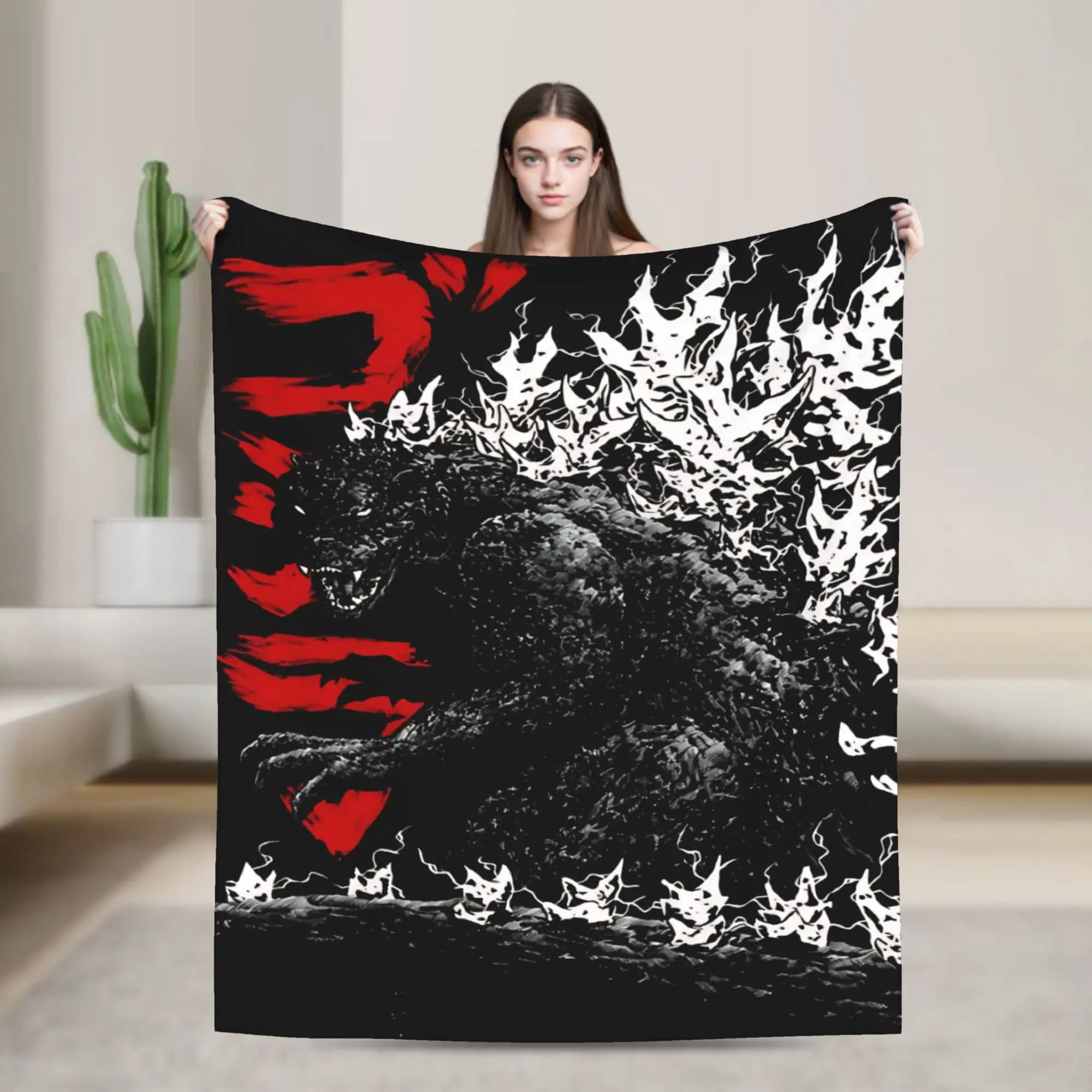 Super Warm Blanket Travel Gojira Millenium godzilla 2000 Throw Blanket Flannel Bedspread For Living Room Funny Sofa Bed Cover