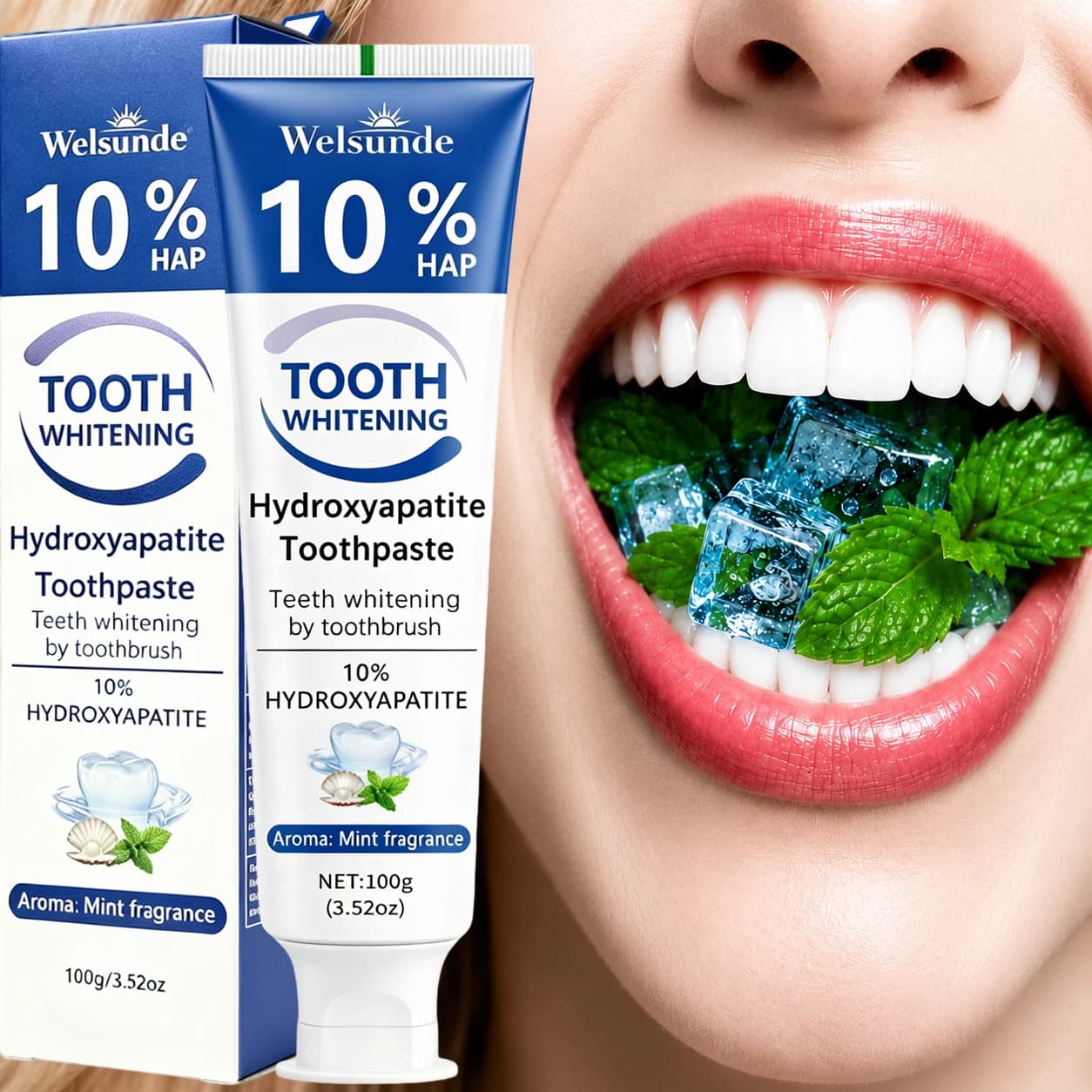 Powerful Teeth Whitening Toothpaste Set, Deeply Cleans Tooth Stains, Long-Lasting Fresh Breath. Polishes the Tooth Surface, Making Teeth Brighter by Brushing. Hydroxyapatite & Remineralizing Toothpaste. Fluorine-Free