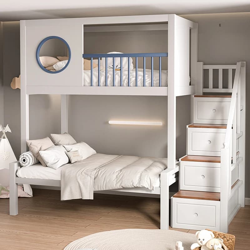 Letto rialzato in ferro battuto Piccolo appartamento letto loft duplex I bambini vanno sotto il tavolo Lenzuolo con struttura in ferro Letto superiore Sotto vuoto