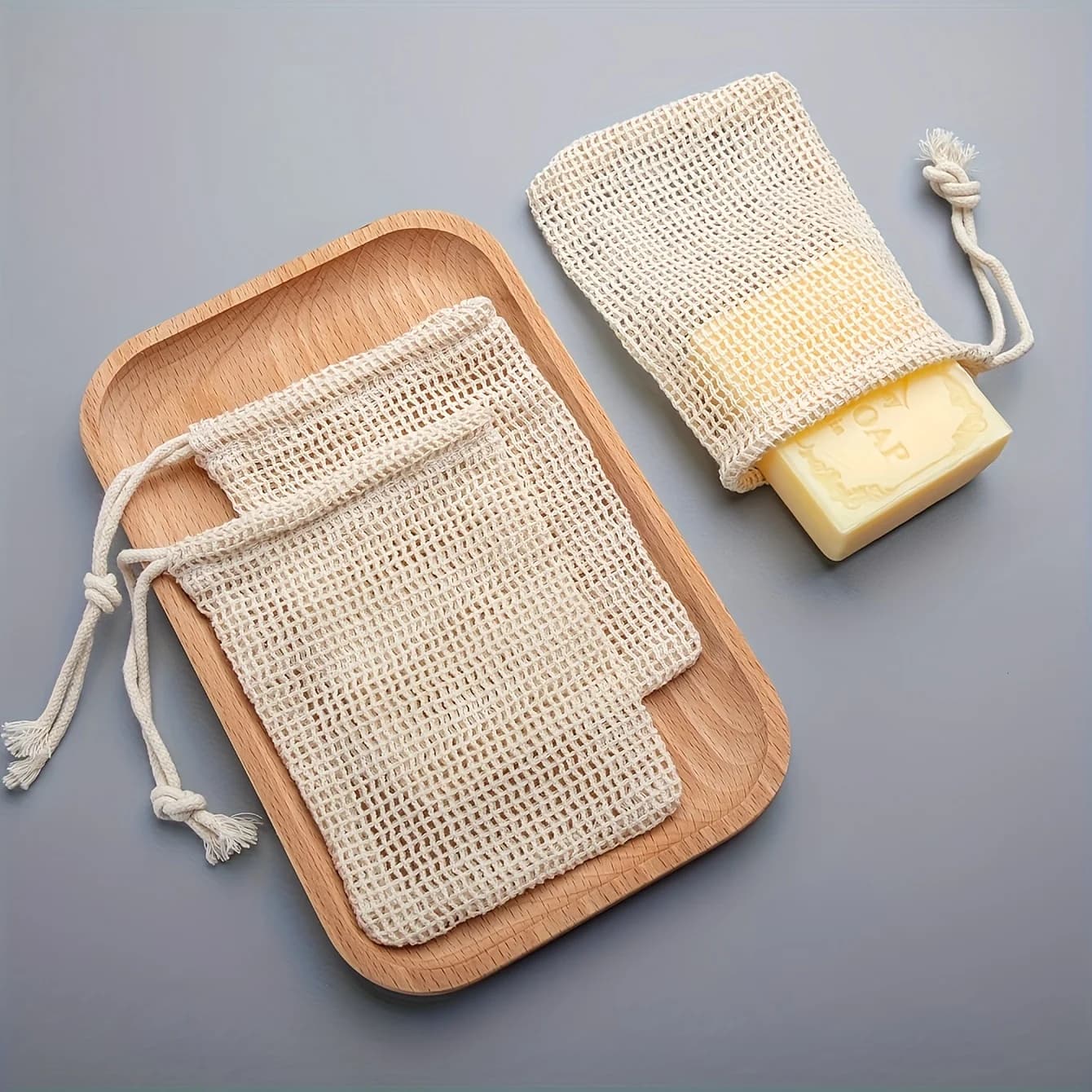 Sacchetti per sapone in rete naturale - Reti in schiuma detergente viso morbidi, riutilizzabili e traspiranti, ideali per viaggi e uso domestico - Accessorio