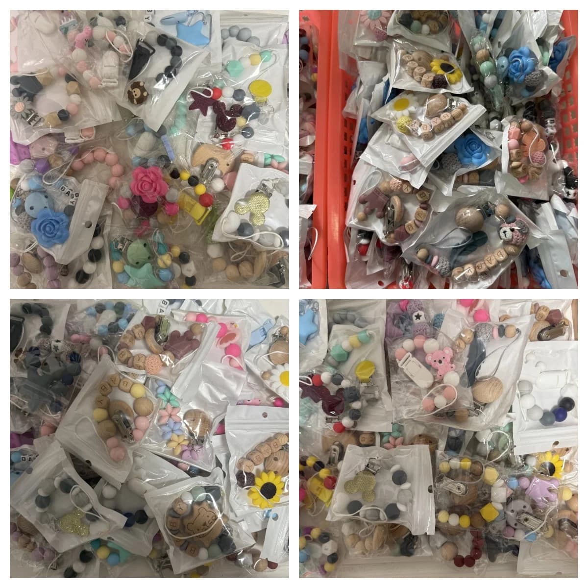 5 pezzi sfusi clip per ciuccio per bambini catena colori misti massaggiagengive in silicone guinzaglio fittizio supporto anti-smarrimento per neonati bambini piccoli (all'ingrosso)