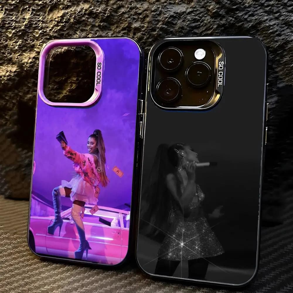 a-Ariana G-Grande E Phone Case Colorful Silver Clear TPU Phone Case for iPhone 16 15 14 13 12 11 Pro Max Plus Mini SE