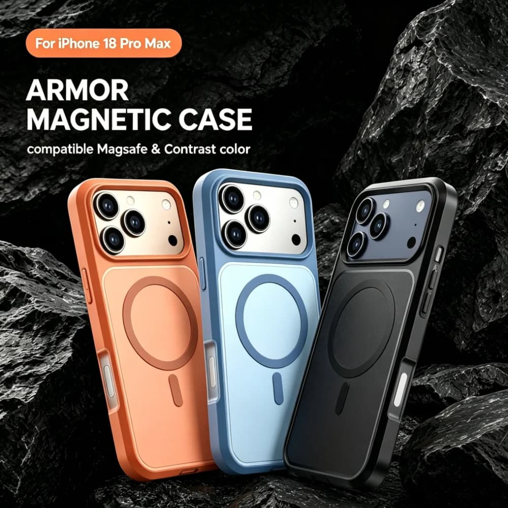 Hybrid Armor 2IN1 PC+TPU Magnetic Case For iPhone 18 17 Pro Max 16 15 14 13 OTT-BOX for Magsafe Shockproof Protector Phone Cover