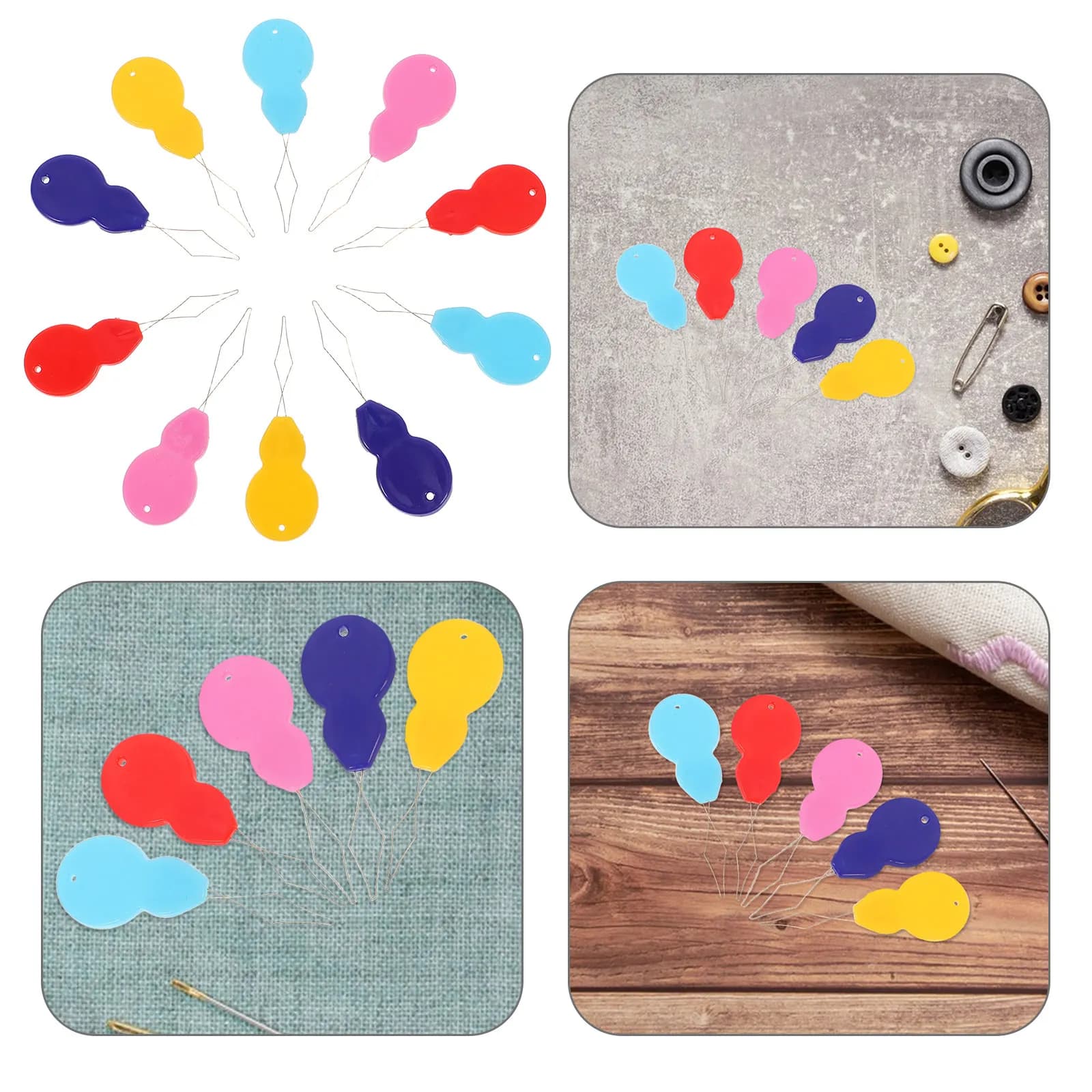 10 Pezzi Infilacuci in Plastica con Anello Metallico, Colori Vivaci, Strumento per Infilare le Aghi a Mano e a Macchina, Accessori per Cucito Fai-da-Te