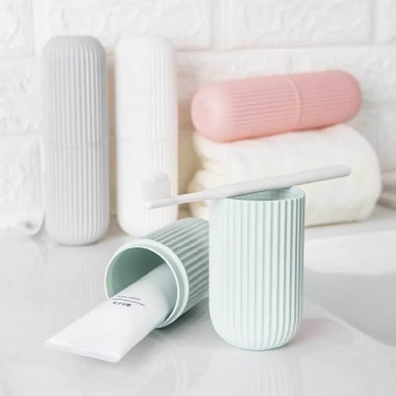1/2pcs Portable Toothbrush Cup Bathroom Toothpaste Holder Storage Case Box Organizer Travel Toiletries Storage Cup