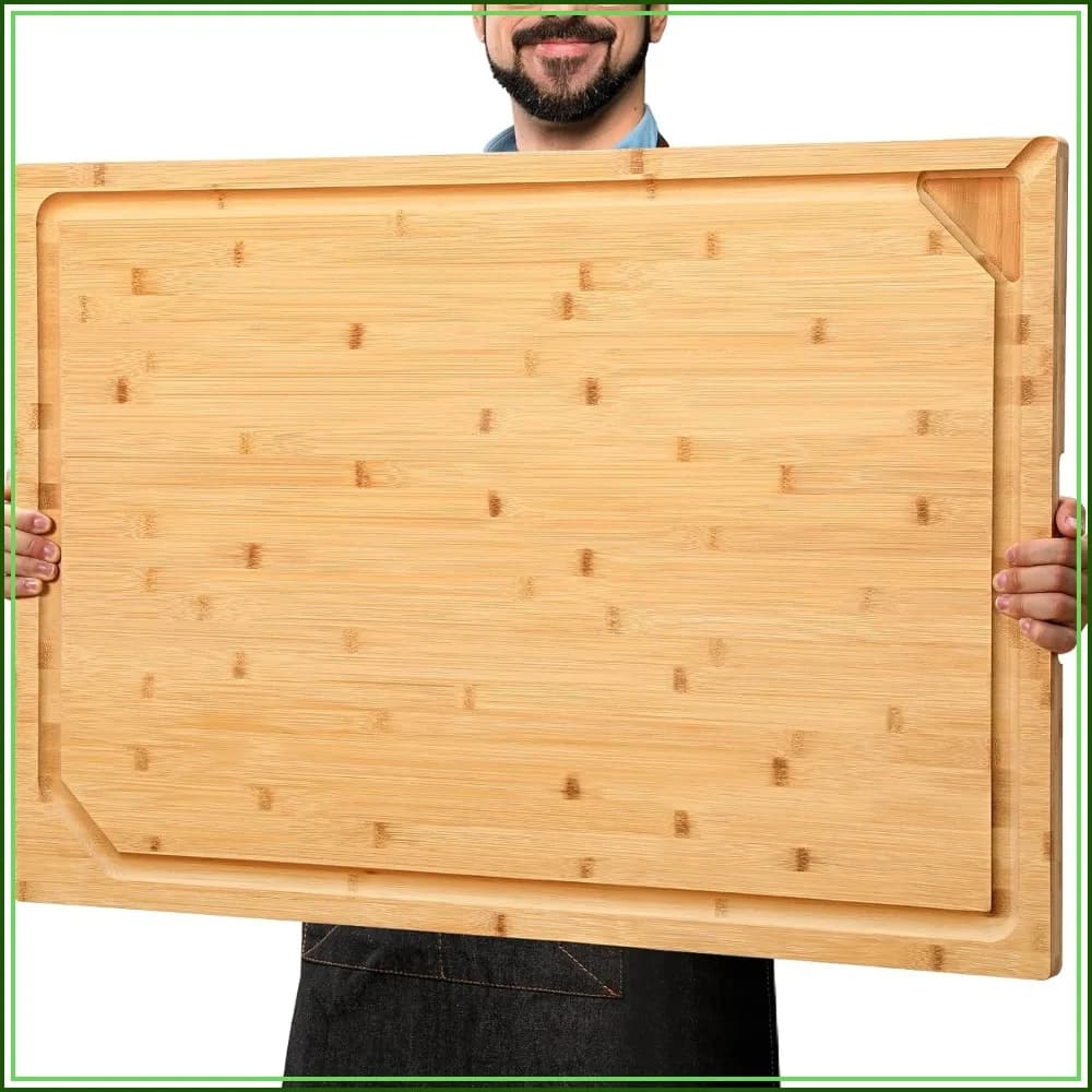 36x24 Extra Large Bamboo Cutting Board for Kitchen, Stove Top Cover, Butcher Block with Juice Groove