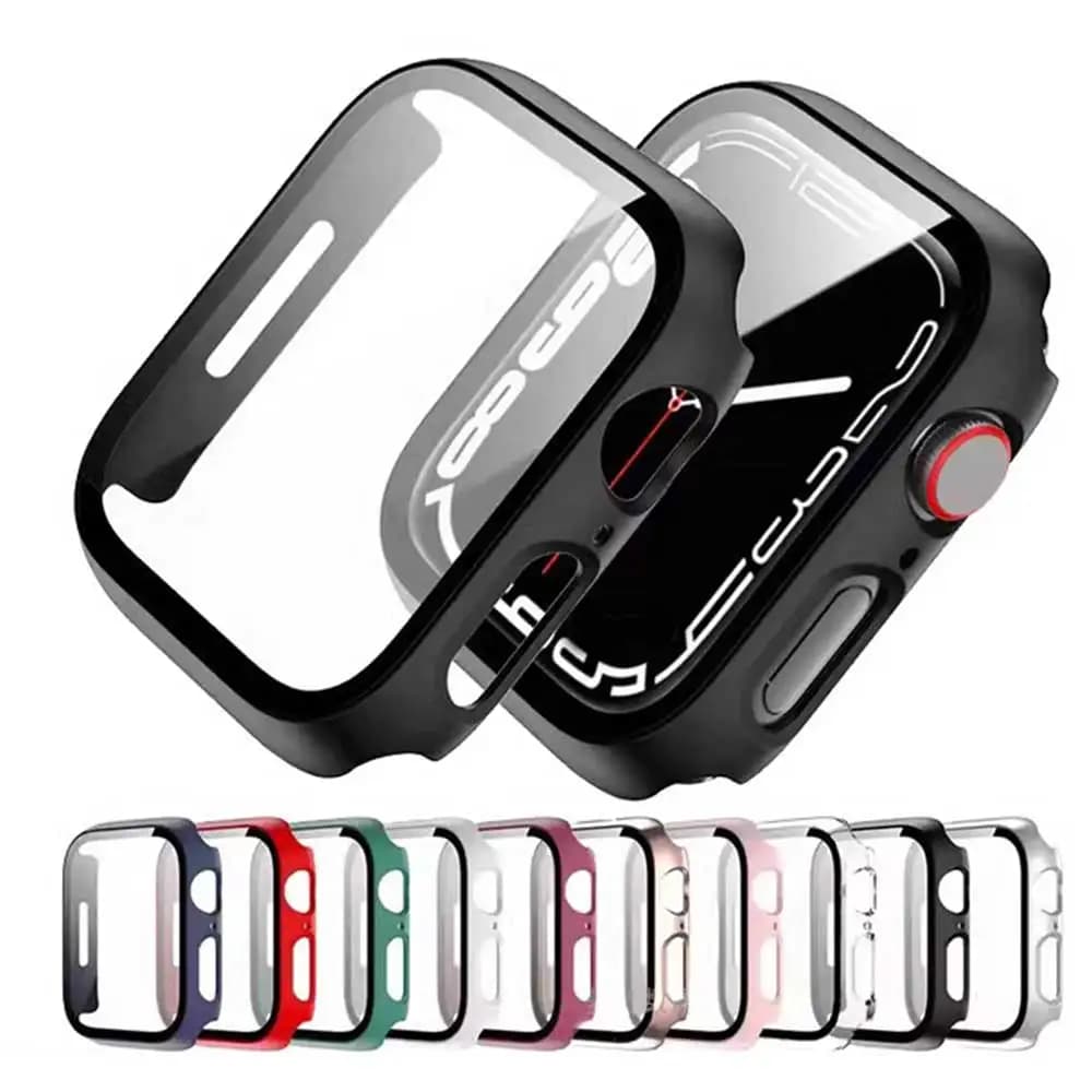 Tempered Glass + Cover for Apple Watch 45mm 41mm 44mm 40mm 42mm Screen Protector Case for Apple watch series 9 4 5 6 SE 7 8