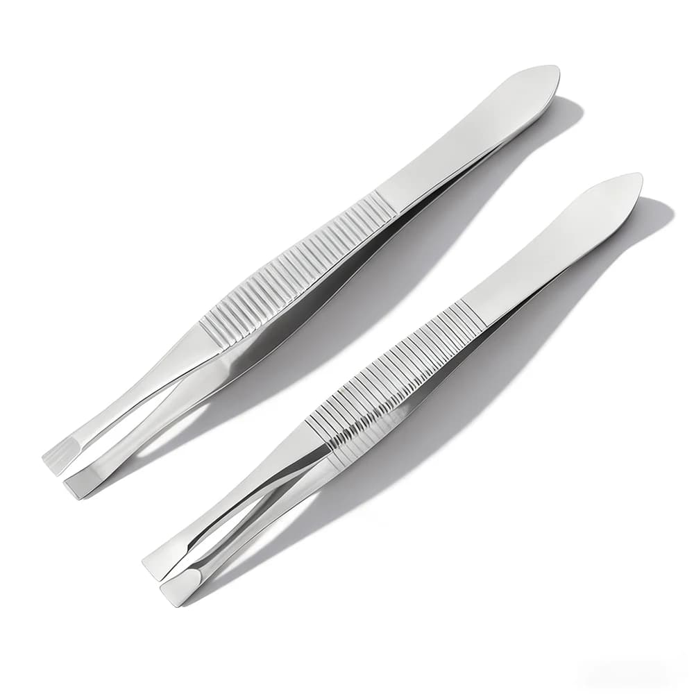 Stainless Steel Comfortable Small Instrument Eyebrow Grips Eyebrow Grips Professional Eyebrow Depilation Grips Flat Toe Tools