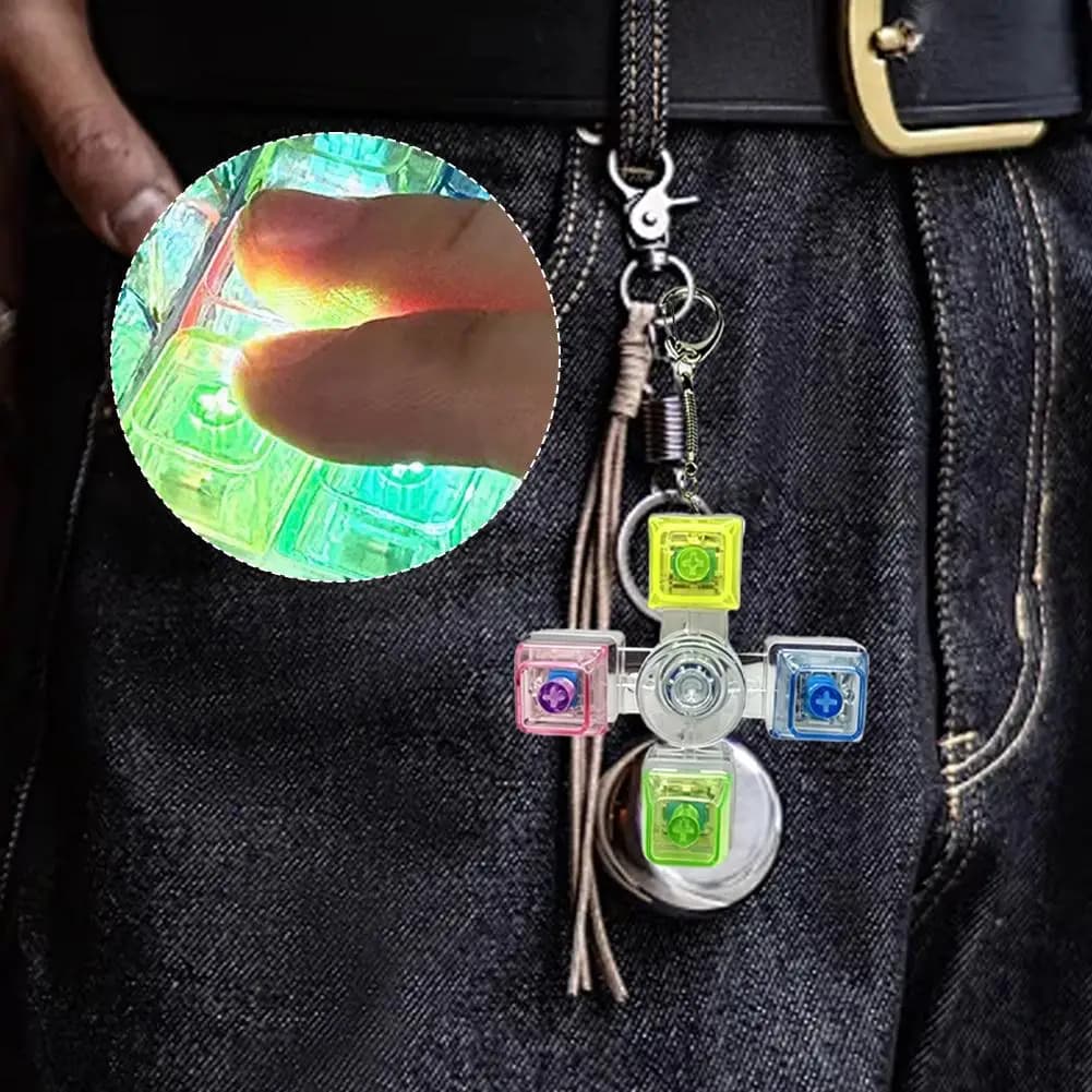 4 Key Mechanical Switch Tester LED Light Up Fidget Spinner 2 In 1 Desk Stress Relief Toy For Home Office Cute Gift Fidget Toys