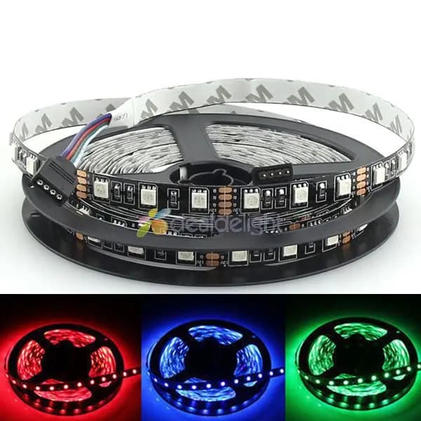 Black PCB Board 5050 SMD RGB LED Strip 300 Leds IP20/IP65 Warterproof Flexible Light 5M DC12V Or 5V For Car TV Motor DIY