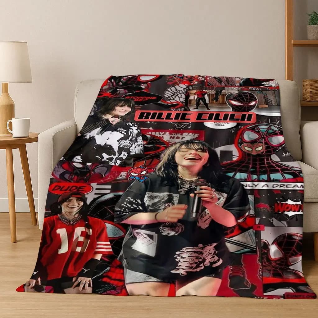 Fashion Billie Eilish Hit Me Hard and Soft Singer Flannel Blanket Soft Throw Blanket for Bed Bedroom Living Room Travel Gift Kid