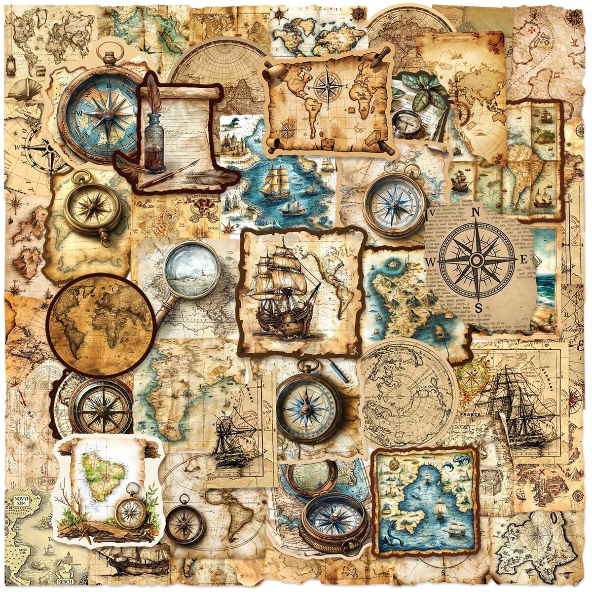 10/25/50 pezzi adesivi mappa retrò decalcomanie stile vecchio tempo per telefono fai da te laptop notebook scrapbooking casco auto impermeabile