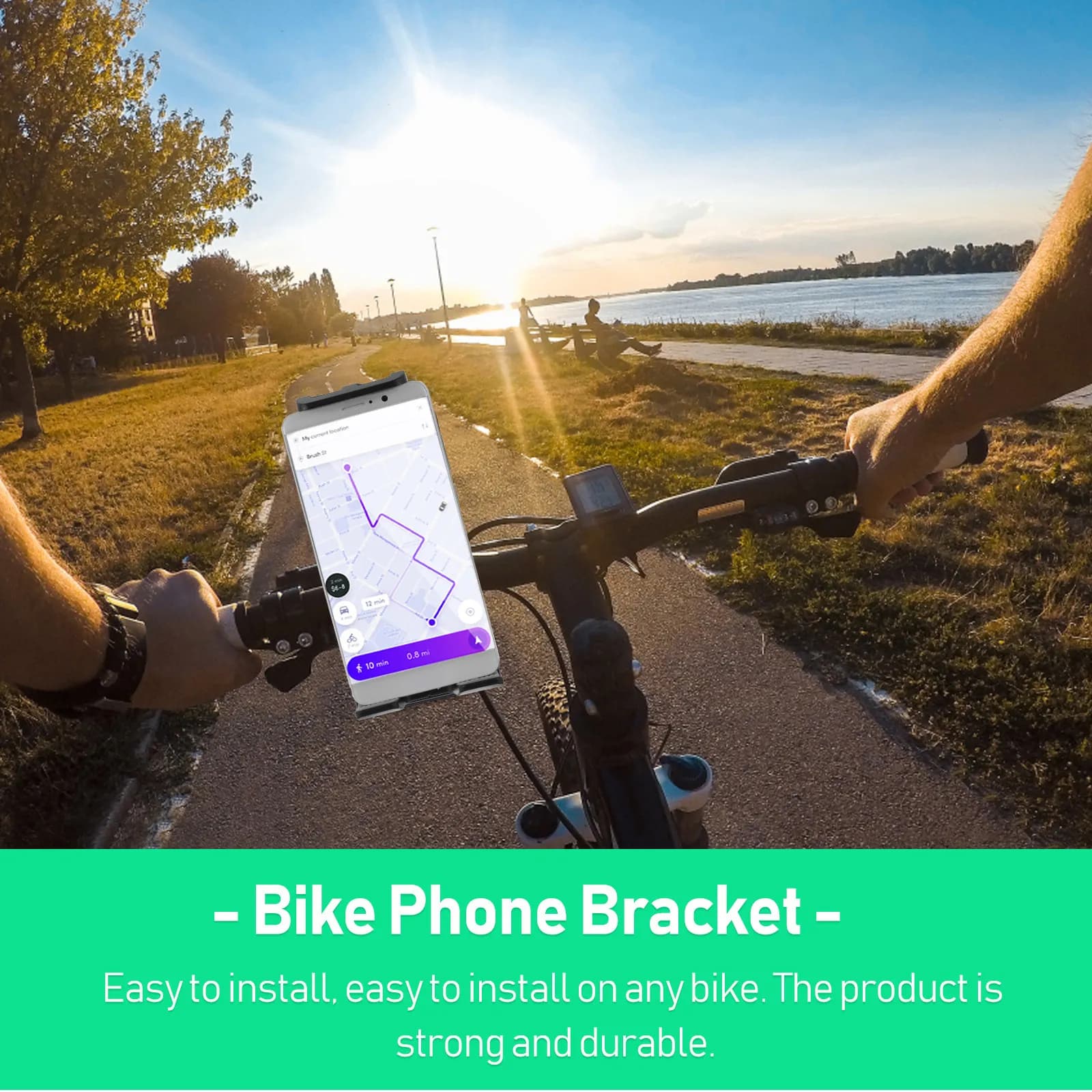 Supporto per Telefono e Tablet per Cyclette, Tapis Roulant, Passeggino, Manubrio, in ABS e Gomma, Compatto e Regolabile, Accessorio per Attrezzature Fitness