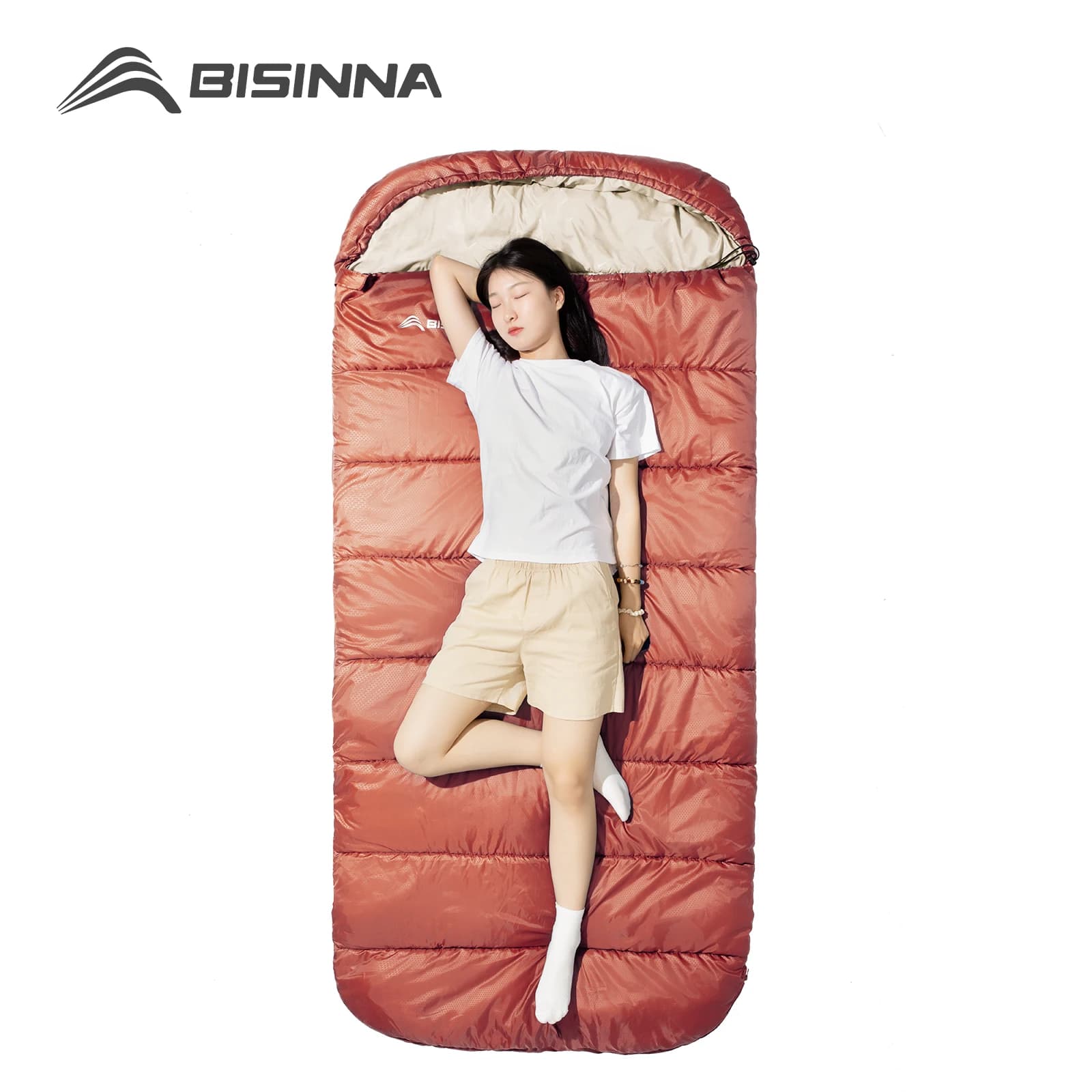 BISINNA Large, lightweight camping sleeping bag for 3 seasons, wide, wide, for adult rest, hiking, fishing
