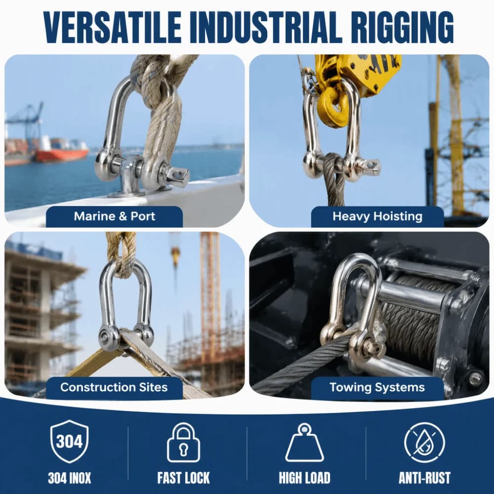 10pcs Straight Forged Construction Screw Pin Shackle Marine Grade Durable D Ring Shackle Wire Rope Connector For Boat