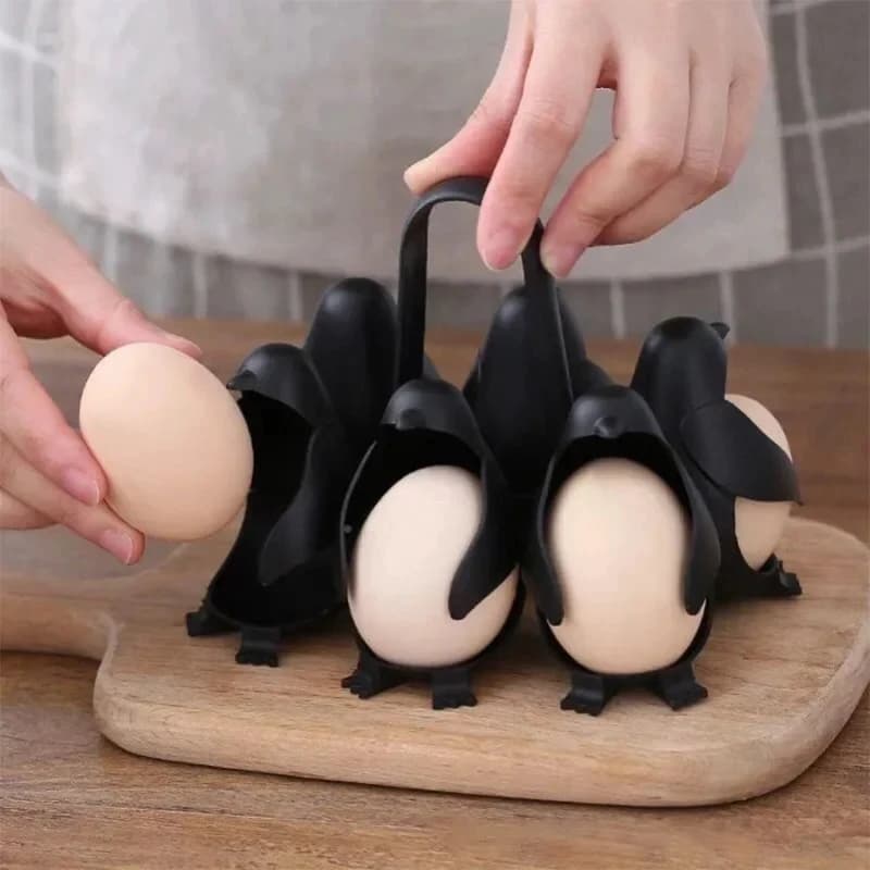 Set di 6 supporti impilabili per uova di pinguino, per cottura a vapore e frigorifero, organizer da cucina, strumento unico per gli appassionati di gastronomia