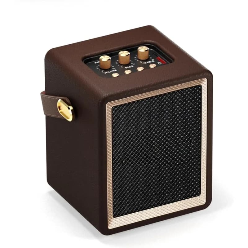 Altoparlante Bluetooth portatile in legno con manico Batteria da 5000 mAh Campeggio da viaggio per interni ed esterni senza fili