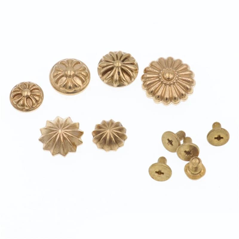 5 pezzi rivetti cinturino in ottone viti a testa di fiore vestiti fai da te/borsa/scarpe bagagli in pelle accessori decorativi artigianali in pelle