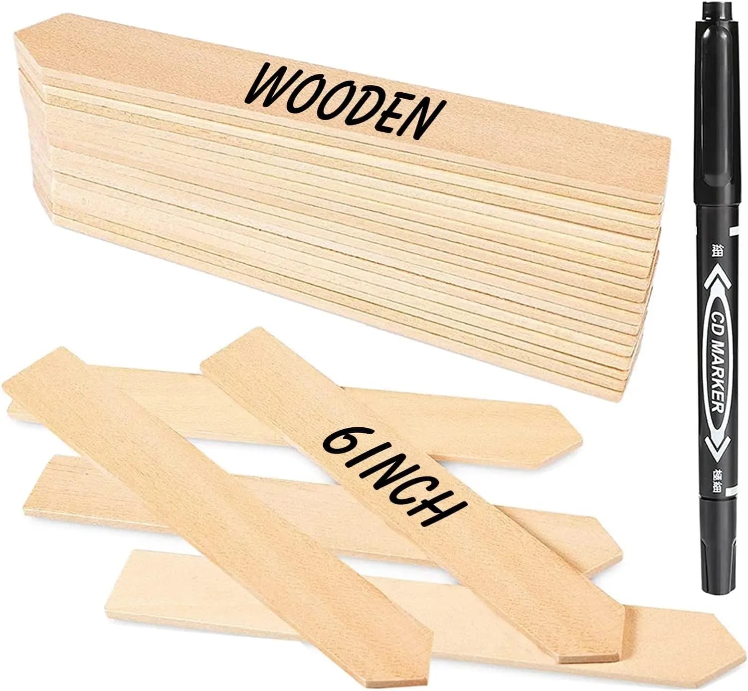 50 Etichette in Legno da 6 Pollici per Piante, Marcatori da Giardino Impermeabili per Vasi di Semi, Erbe, Fiori e Verdure, Etichette Ecologiche per Piante